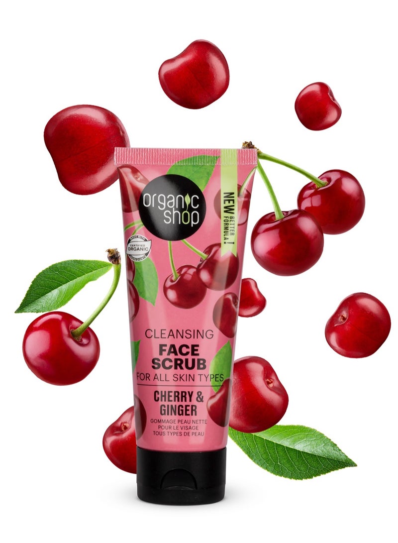 Organic Shop Cleansing Face Scrub For All Skin Types Cherry And Ginger 75ml - Image 3