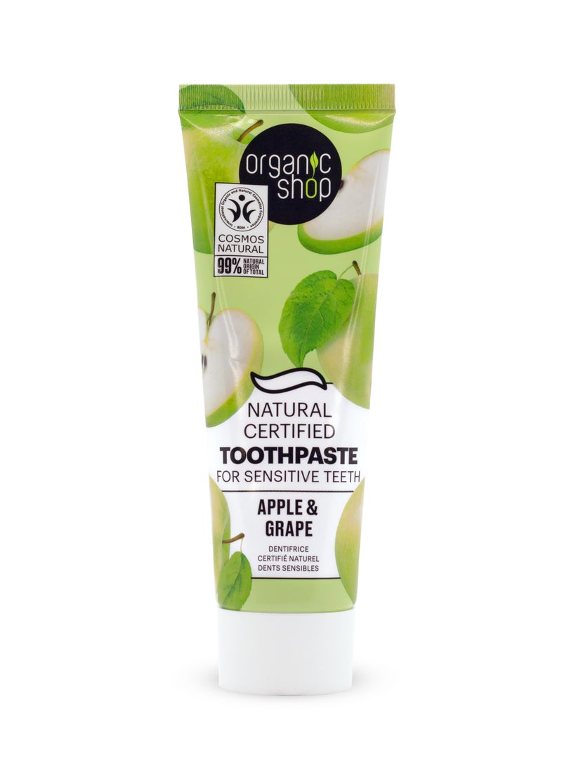 Organic Shop Apple & Grape Natural Certified Tooth Paste For Sensitive Teeth 100grams  - Image 1