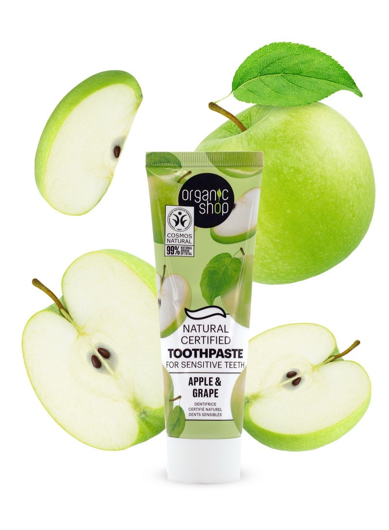 Organic Shop Apple & Grape Natural Certified Tooth Paste For Sensitive Teeth 100grams  - Image 2