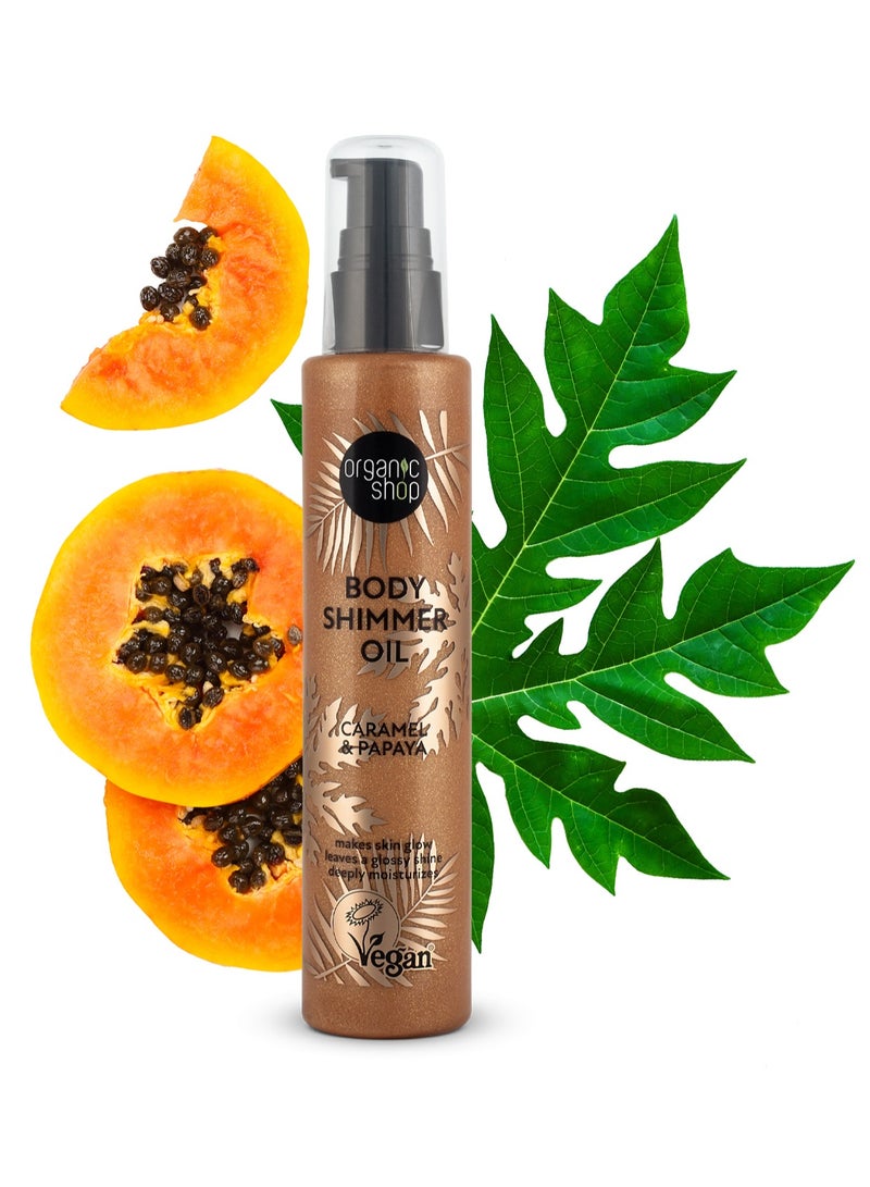 Organic Shop Body Shimmer Oil Caramel & Papaya 100.0ml - Image 1