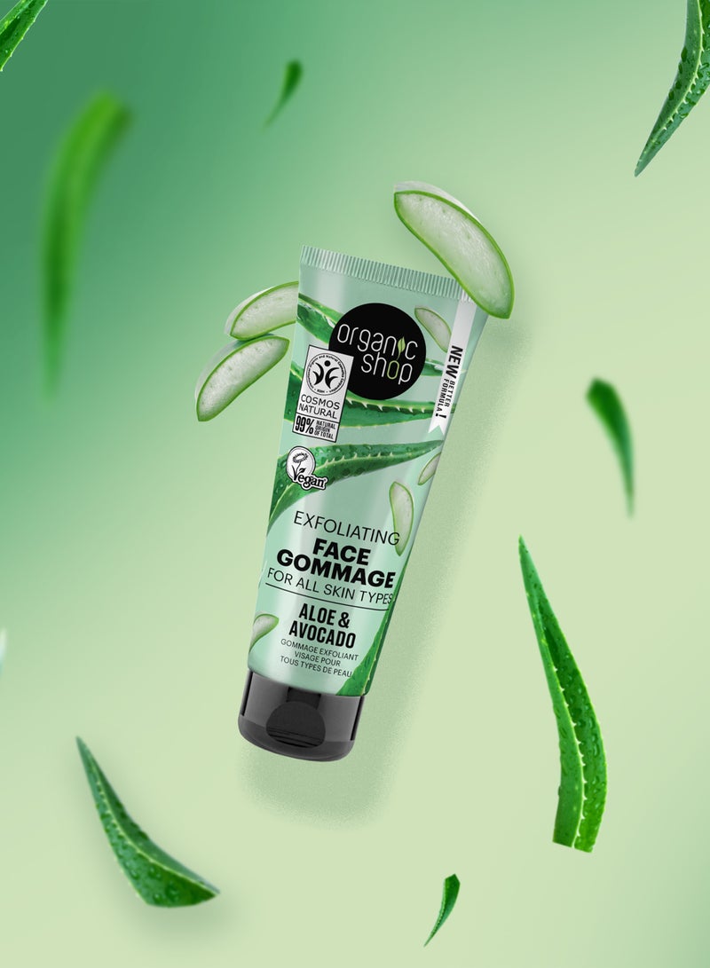 Organic Shop Exfoliating Face Gommage For All Skin Types Avocado And Aloe 75ml - Image 4
