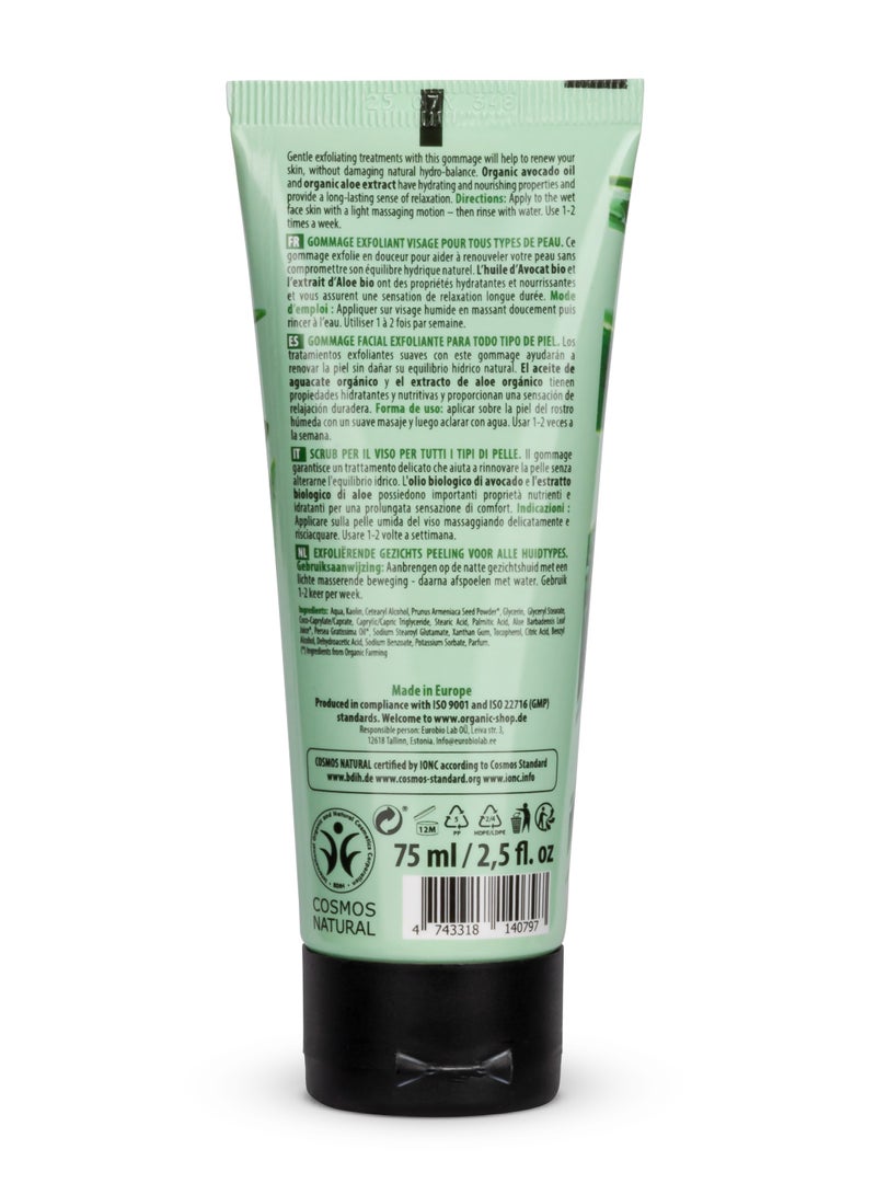 Organic Shop Exfoliating Face Gommage For All Skin Types Avocado And Aloe 75ml - Image 2