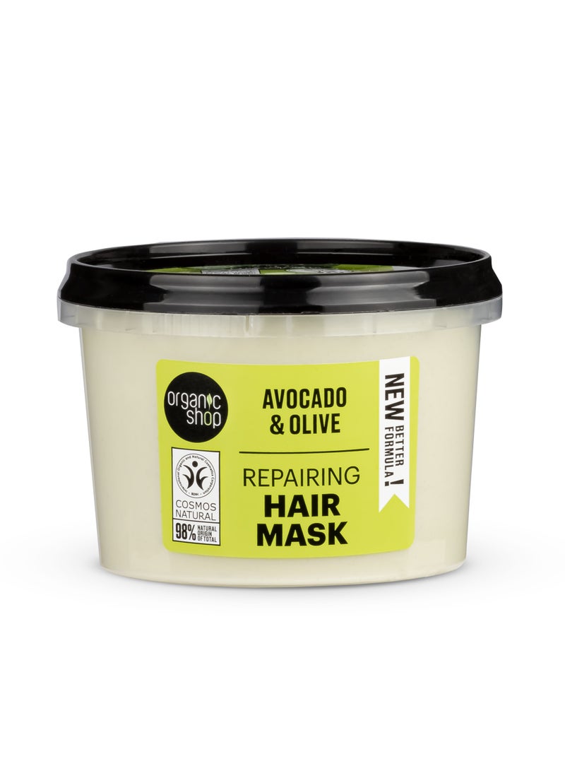 أورجانيك شوب قناع الشعر من أو إس لإصلاح الشعر التالف بالأفوكادو والزيتون، 250 مل - Image 1