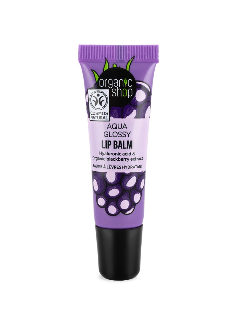 Organic Shop Aqua Glossy Lip Balm Hyaluronic Acid & Blackberry Extract 10ml - Image 2