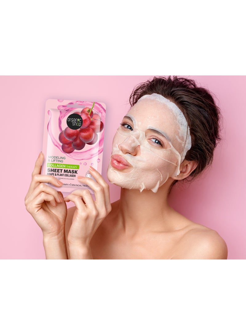 Organic Shop - Collagen Therapy Sheet Mask Grape & Plant Collagen 25grams - Image 1