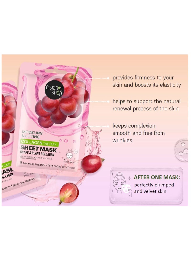 Organic Shop - Collagen Therapy Sheet Mask Grape & Plant Collagen 25grams - Image 1