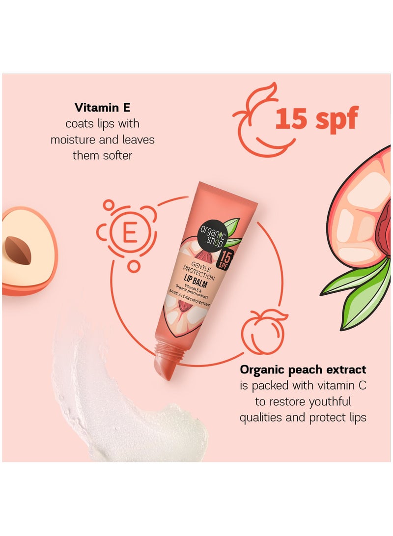 مرطب الشفاه اللطيف بعامل حماية من الشمس SPF 15 وفيتامين E ومستخلص الخوخ 10 مل