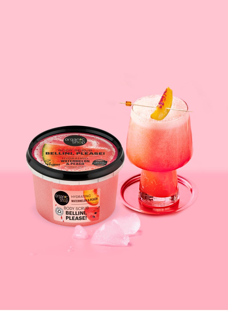 Organic Shop Bellini Please! Body Scrub Hydrating Watermelon & Peach 250ml - Image 5