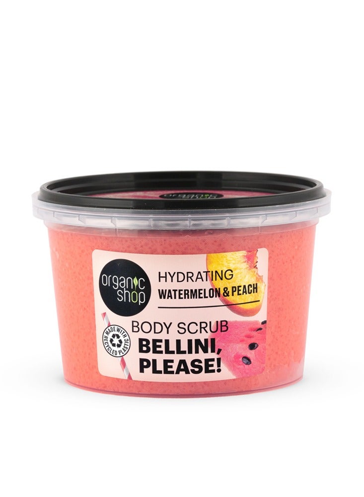 Organic Shop Bellini Please! Body Scrub Hydrating Watermelon & Peach 250ml - Image 2