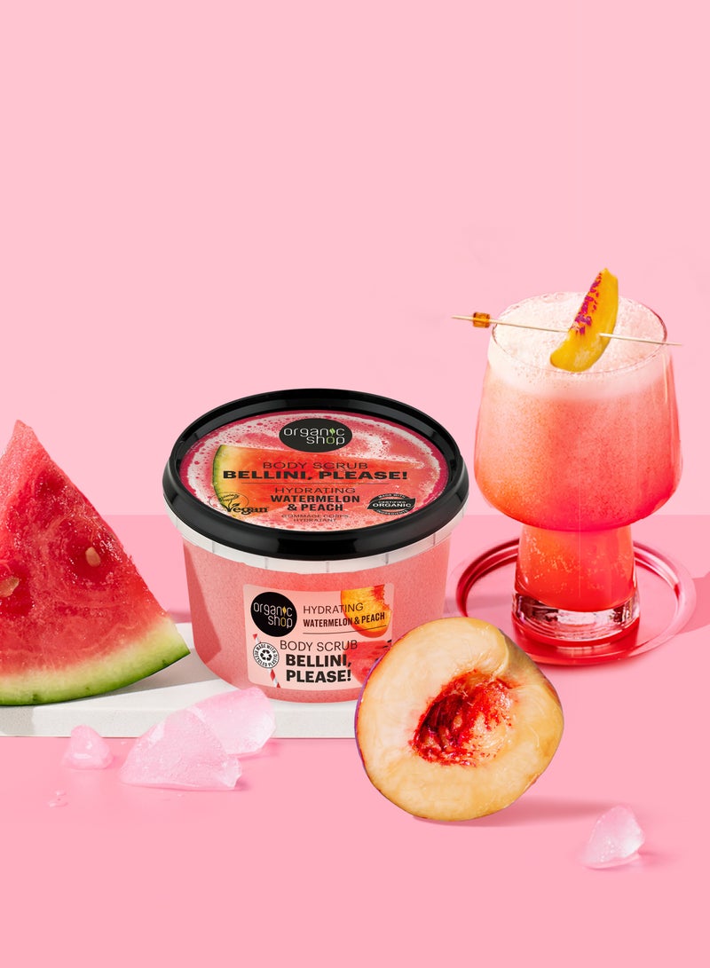 Organic Shop Bellini Please! Body Scrub Hydrating Watermelon & Peach 250ml - Image 4