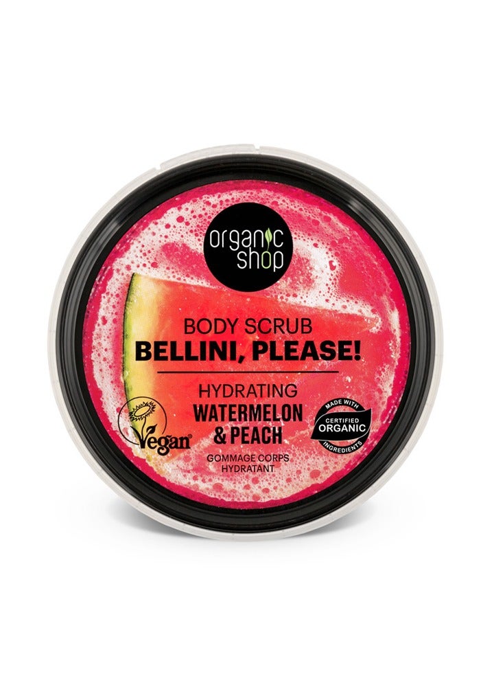 Organic Shop Bellini Please! Body Scrub Hydrating Watermelon & Peach 250ml - Image 3
