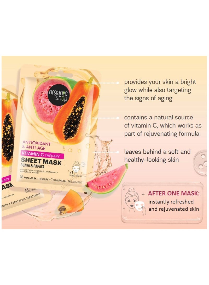 Organic Shop Os. Vitamin C Therapy Sheet Mask Guava & Papaya 25grams - Image 4