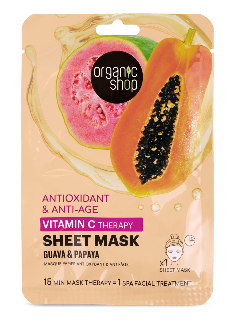 Organic Shop Os. Vitamin C Therapy Sheet Mask Guava & Papaya 25grams - Image 1