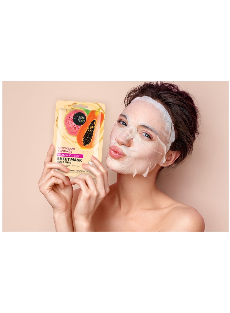 Organic Shop Os. Vitamin C Therapy Sheet Mask Guava & Papaya 25grams - Image 3