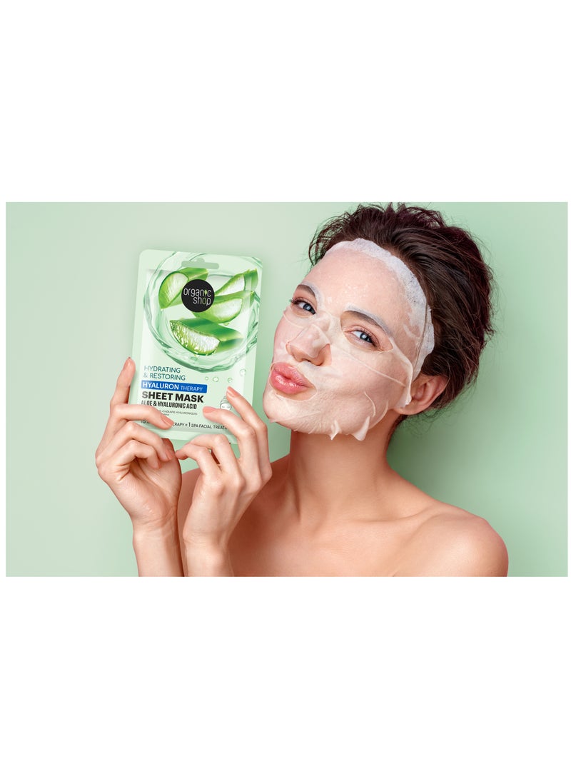 Organic Shop Hyaluronic Therapy Sheet Mask Aloe & Hyaluronic Acid 25grams - Image 3