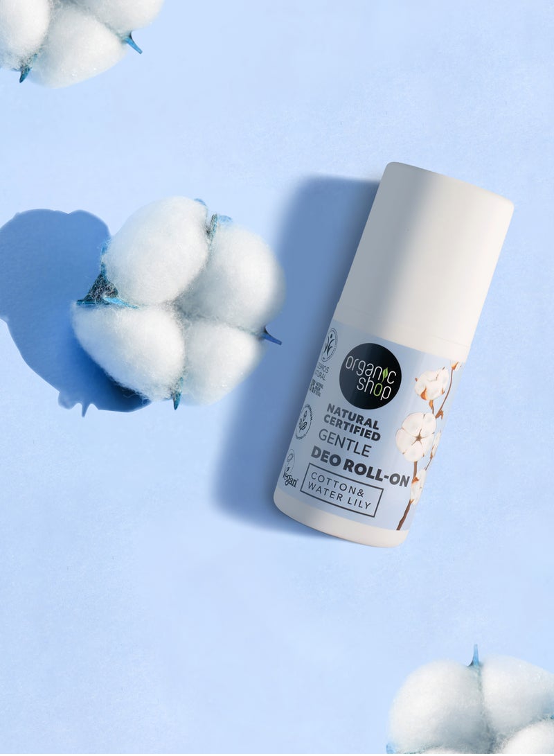 Organic Shop Natural Certified Gentle Deo Roll-On Cotton & Water Lily 50ml - Image 2