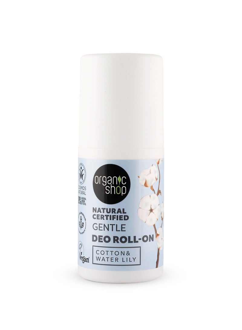 Organic Shop Natural Certified Gentle Deo Roll-On Cotton & Water Lily 50ml - Image 1