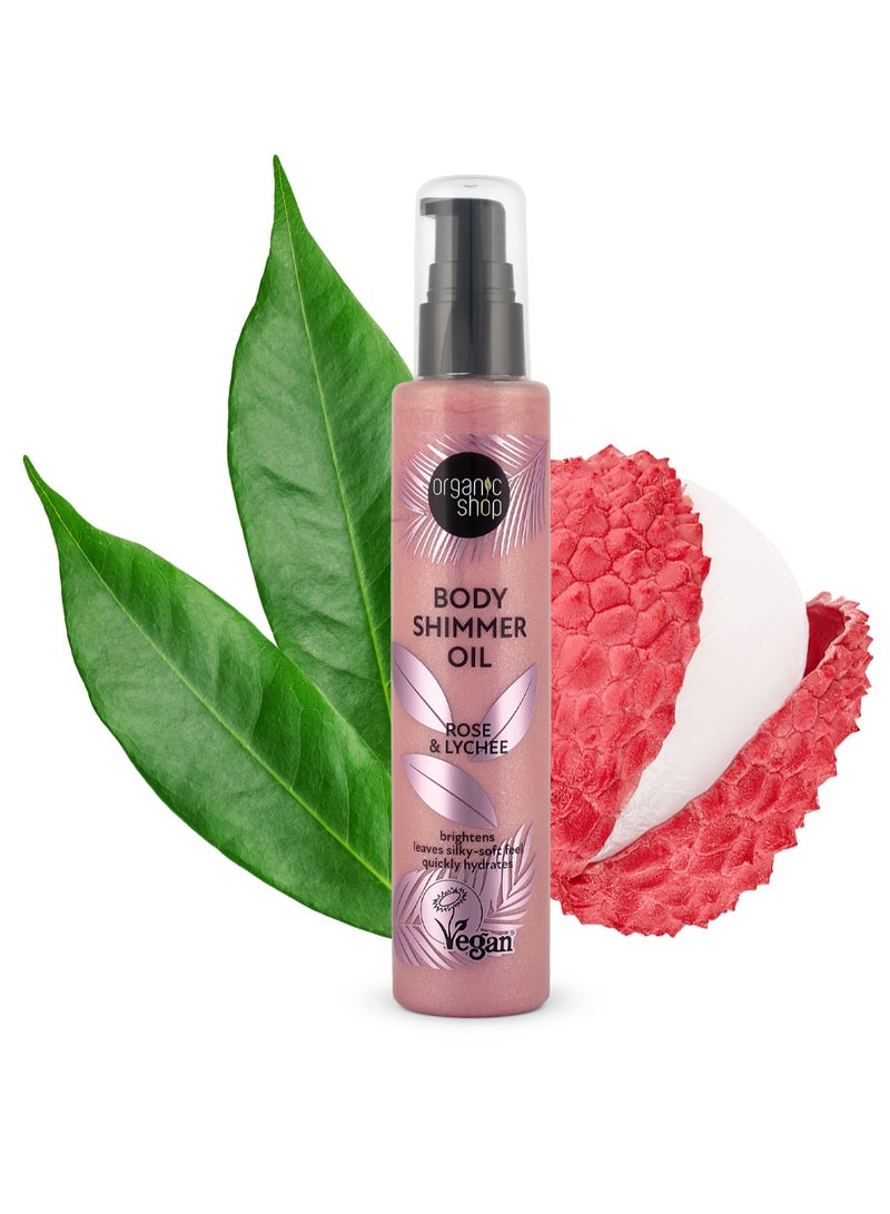 أورجانيك شوب زيت ملمع الجسم. روز و ليتشي 100 مل - Image 1