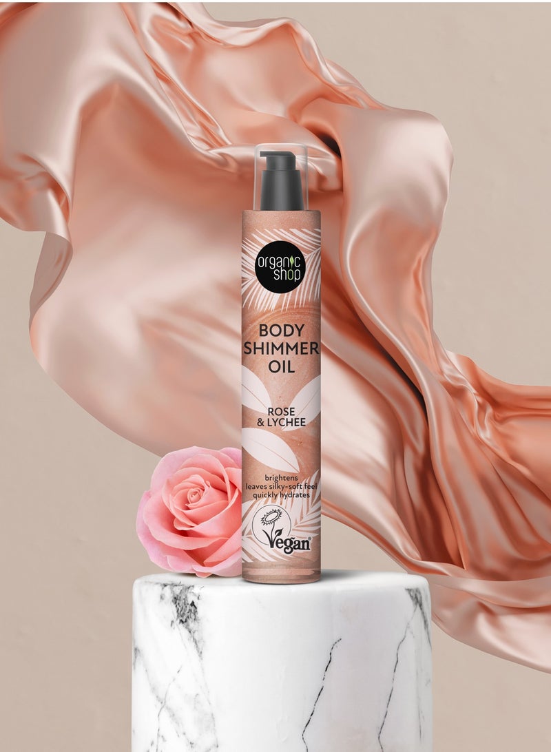 أورجانيك شوب زيت ملمع الجسم. روز و ليتشي 100 مل - Image 3