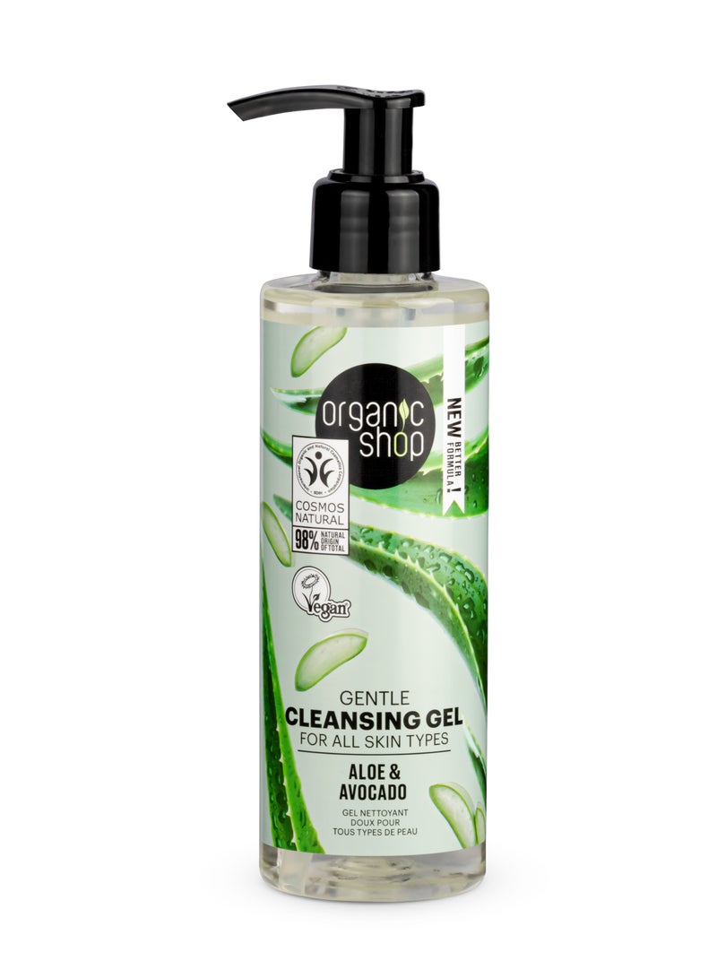 Organic Shop Gentle Cleansing Gel For All Skin Types Avocado And Aloe 200ml - Image 1