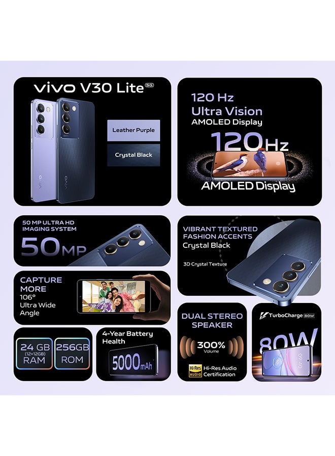 vivo - V30 Lite 5G Dual SIM Crystal Black 12GB RAM 256GB - Image 1