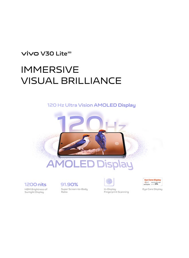 vivo - V30 Lite 5G Dual SIM Leather Purple 12GB RAM 256GB - With Exclusive Gifts Earbuds, Smart Fitness Band, 80W Charger And 24 Months Warranty + 1 Year Screen Replacement - Image 1
