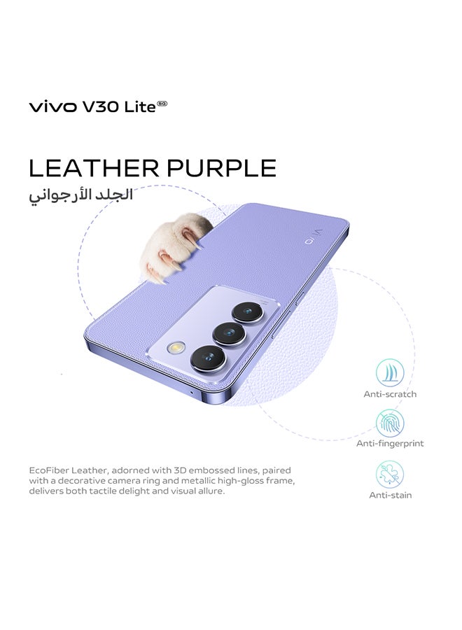 vivo - V30 Lite 5G Dual SIM Leather Purple 12GB RAM 256GB - With Exclusive Gifts Earbuds, Smart Fitness Band, 80W Charger And 24 Months Warranty + 1 Year Screen Replacement - Image 1