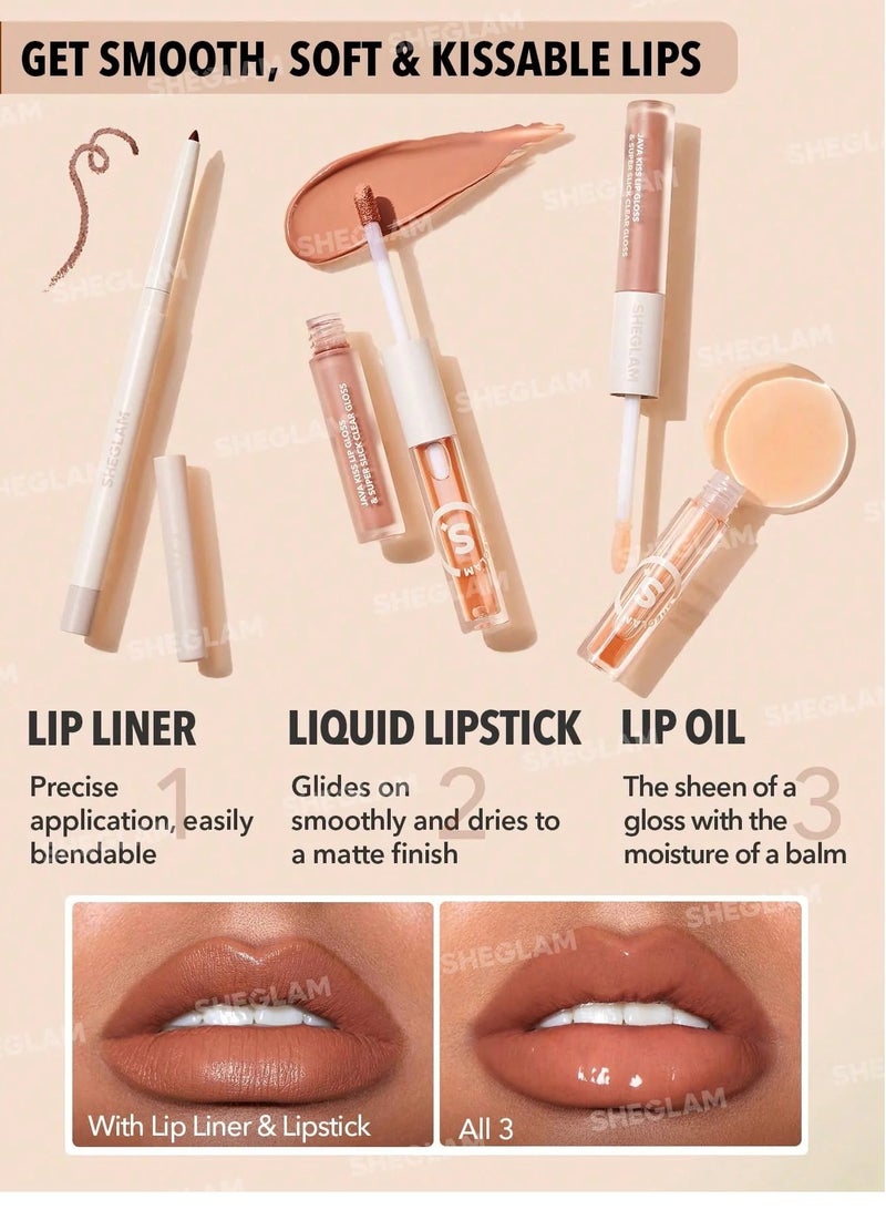 SHEGLAM Soft 90'S Glam Lip Liner And Lip Duo Set-Pouty Nude Lip Set Brown - Image 5