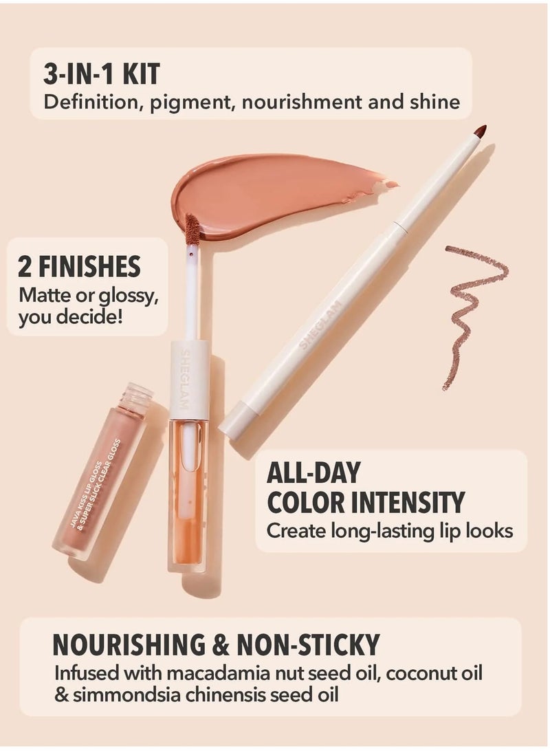 SHEGLAM Soft 90'S Glam Lip Liner And Lip Duo Set-Pouty Nude Lip Set Brown - Image 3