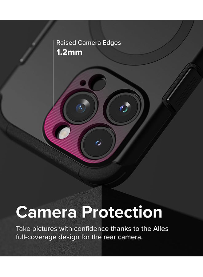 Alles Compatible With iPhone 15 Pro Max Case, Compatible With Magsafe Protective Case With Stand Heavy Duty Powerful Magnetic Cover Precise Cutouts For Camera Lenses Phone Case Cover Black