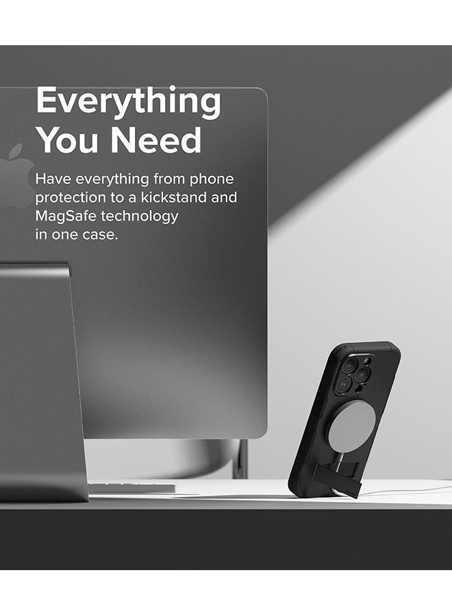 Alles Compatible With iPhone 15 Pro Max Case, Compatible With Magsafe Protective Case With Stand Heavy Duty Powerful Magnetic Cover Precise Cutouts For Camera Lenses Phone Case Cover Black