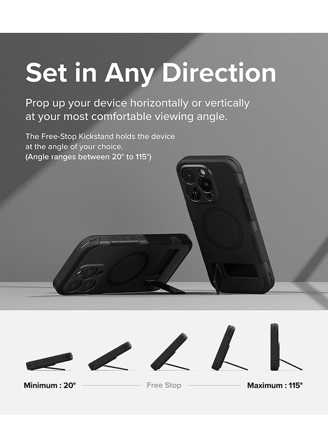 Alles Compatible With iPhone 15 Pro Max Case, Compatible With Magsafe Protective Case With Stand Heavy Duty Powerful Magnetic Cover Precise Cutouts For Camera Lenses Phone Case Cover Black