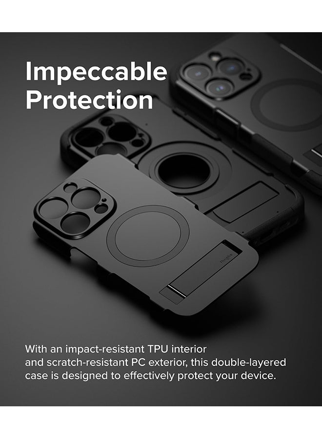 Alles Compatible With iPhone 15 Pro Max Case, Compatible With Magsafe Protective Case With Stand Heavy Duty Powerful Magnetic Cover Precise Cutouts For Camera Lenses Phone Case Cover Black