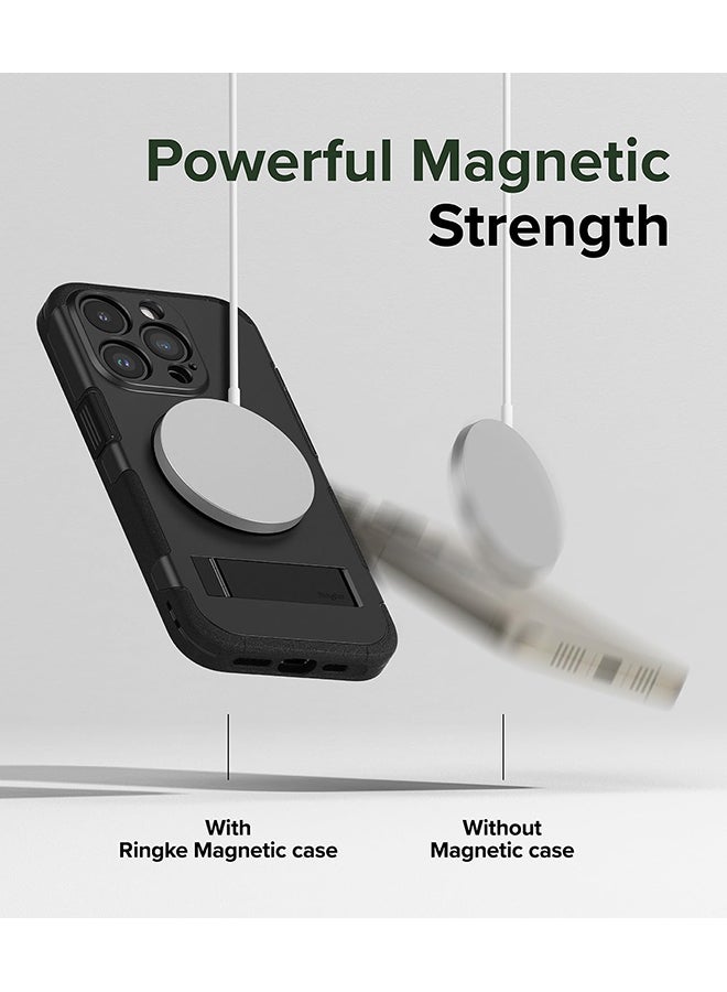 Alles Compatible With iPhone 15 Pro Max Case, Compatible With Magsafe Protective Case With Stand Heavy Duty Powerful Magnetic Cover Precise Cutouts For Camera Lenses Phone Case Cover Black