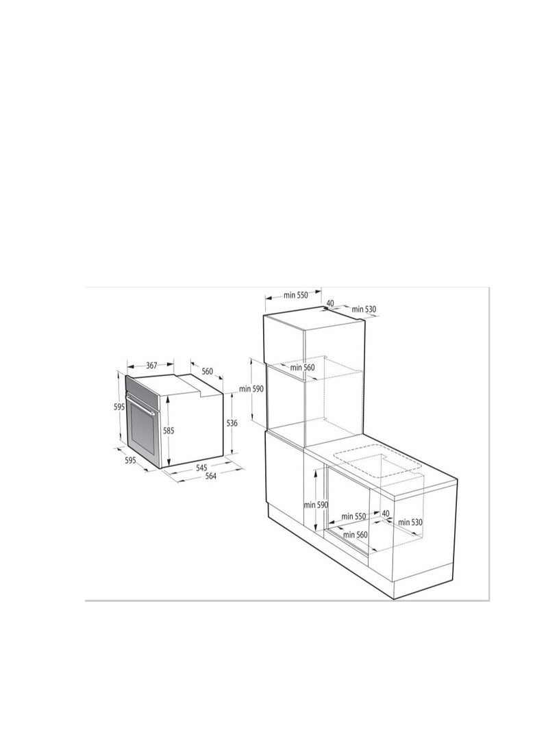 جورنجي فرن كهربائي مدمج مع شواية من جورينيه 60 سم 77 لتر متعدد الوظائف ستانلس ستيل - Image 4