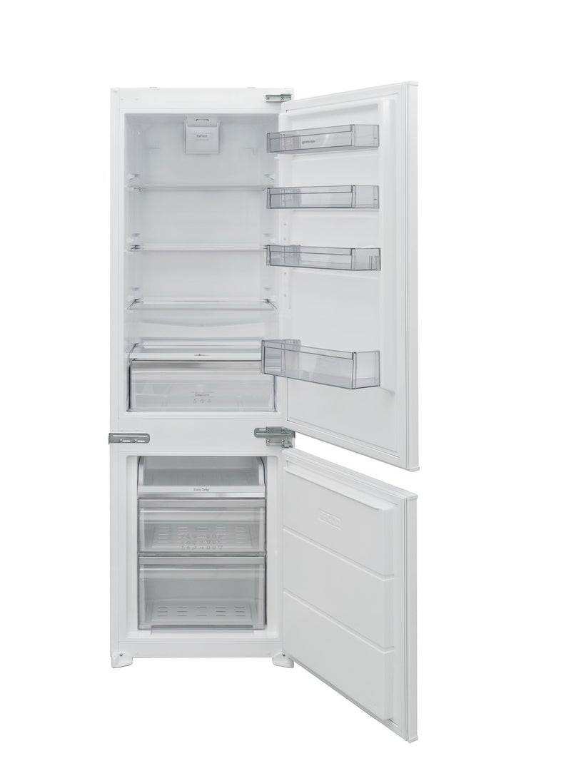 Gorenje Refrigerator with freezer built-in, white, 60 cm, Total net volume: 243 l, no frost, led light, 2 freezer drawer, 4 fridge shelves - NRKI4181P1 White  - Image 2