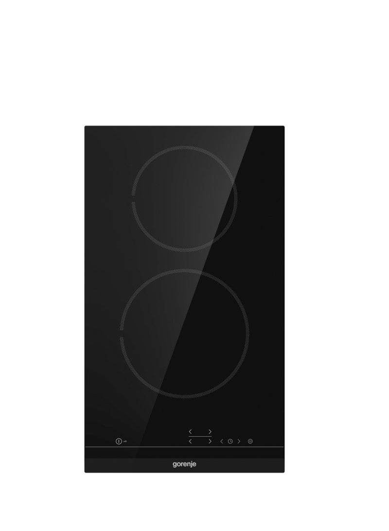 Gorenje Electric hob, 30 cm, Glass ceramic glass, 2 burners, touch control, indication of heat - ECT321BCSC Black - Image 1