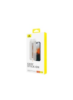 Baseus OS-Baseus Sapphire Series Privacy Protection Tempered Glass Screen Protector (with Built-in Dust Filter) for iP 15 Pro, Clear (Pack of 1, with cleaning kit and dust-proof installation tool) Clear  - Image 1
