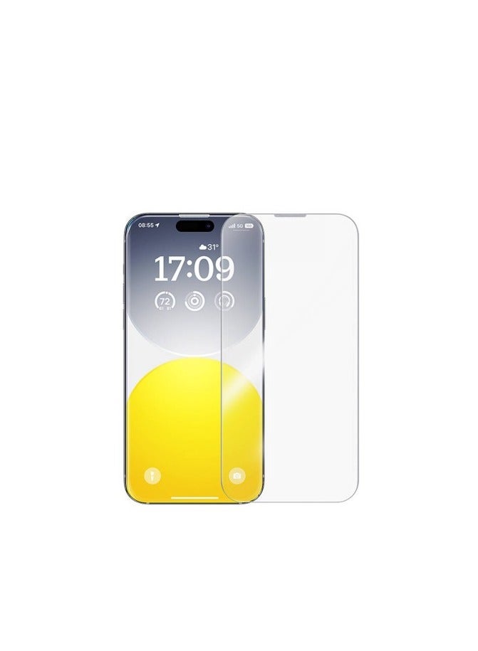 Baseus - OS-Baseus Sapphire Series Privacy Protection Tempered Glass Screen Protector (with Built-in Dust Filter) for iP 15 Pro, Clear (Pack of 1, with cleaning kit and dust-proof installation tool) Clear - Image 1