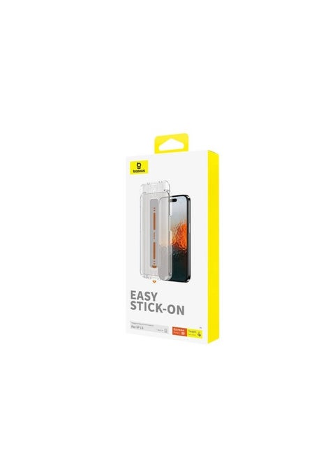 OS-Baseus Sapphire Series Privacy Protection Tempered Glass Screen Protector (with Built-in Dust Filter) for iP 15 Pro Max, Clear (Pack of 1, with cleaning kit and dust-proof installation tool) Clear