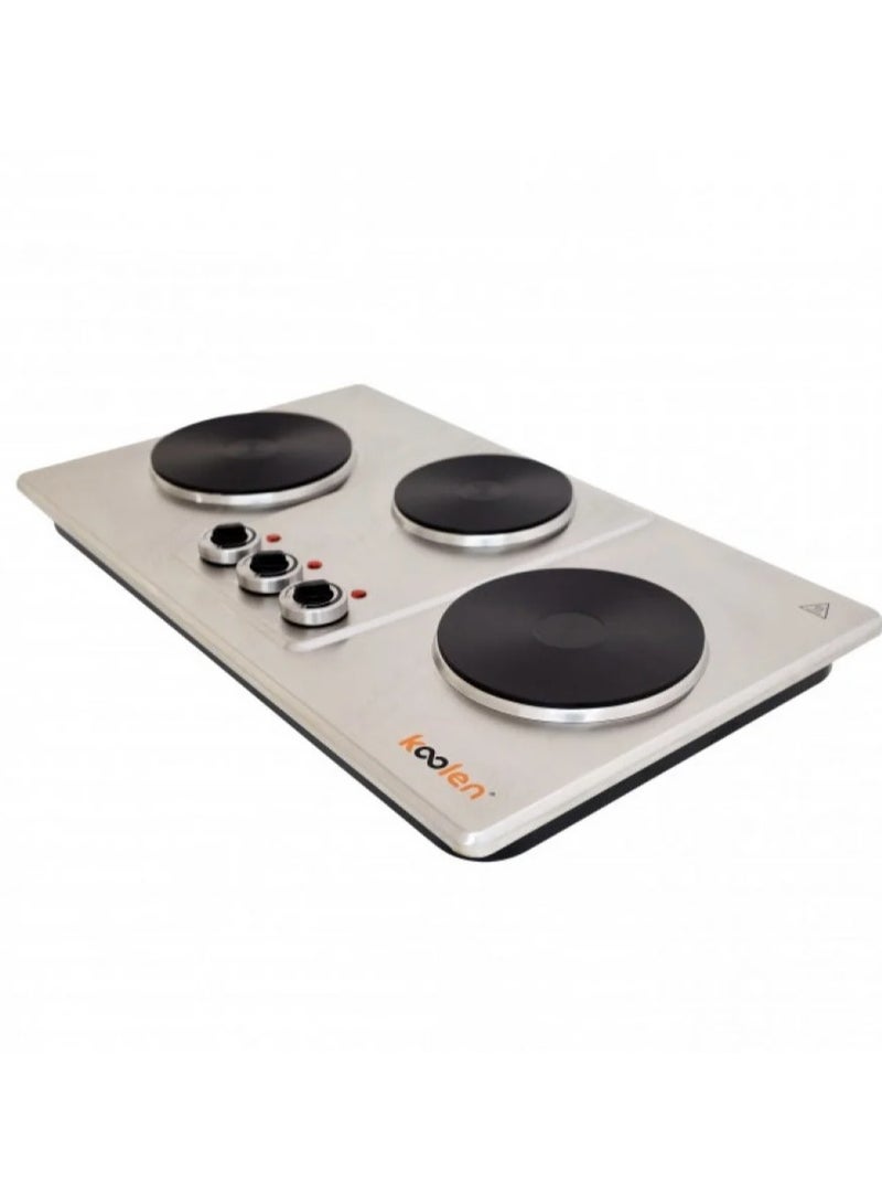 KOOLEN - Electric Hot Plate 3 Burner 2800 W 816105006 Silver - Image 1