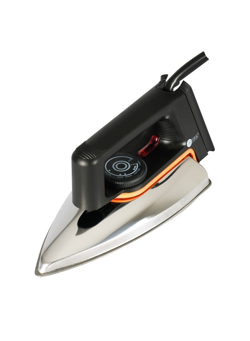 عفرا مكواة جافة AFRA اليابانية 1000 واط بقاعدة تيفلون وترموستات قرص 1.2 متر سلك دوار ضوء مؤشر مقبض مريح تشطيب فضي معتمد من G-MARK وESMA وROHS وCB - Image 1