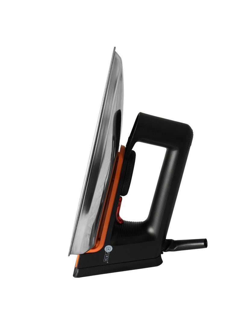 عفرا مكواة جافة AFRA اليابانية 1000 واط بقاعدة تيفلون وترموستات قرص 1.2 متر سلك دوار ضوء مؤشر مقبض مريح تشطيب فضي معتمد من G-MARK وESMA وROHS وCB - Image 3