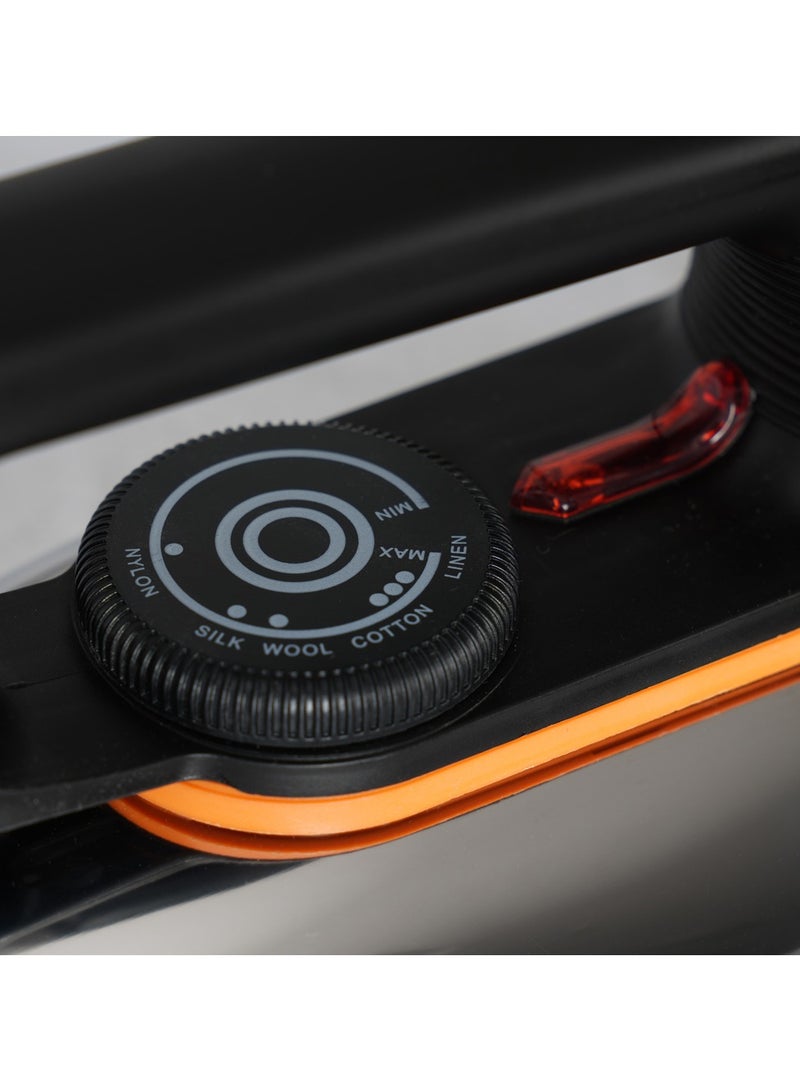 عفرا مكواة جافة AFRA اليابانية 1000 واط بقاعدة تيفلون وترموستات قرص 1.2 متر سلك دوار ضوء مؤشر مقبض مريح تشطيب فضي معتمد من G-MARK وESMA وROHS وCB - Image 2