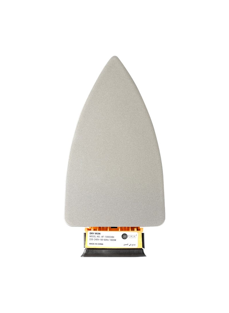 عفرا مكواة جافة AFRA اليابانية 1000 واط بقاعدة تيفلون وترموستات قرص 1.2 متر سلك دوار ضوء مؤشر مقبض مريح تشطيب فضي معتمد من G-MARK وESMA وROHS وCB - Image 4