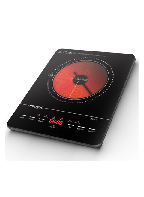 Infrared Cooker With 4 Digit LED Display And Push Button Control,10 Temperature Settings And 6 Cooking Mode 3hrs Programmable Timer Compatible With All Cookware IR 2701A Black