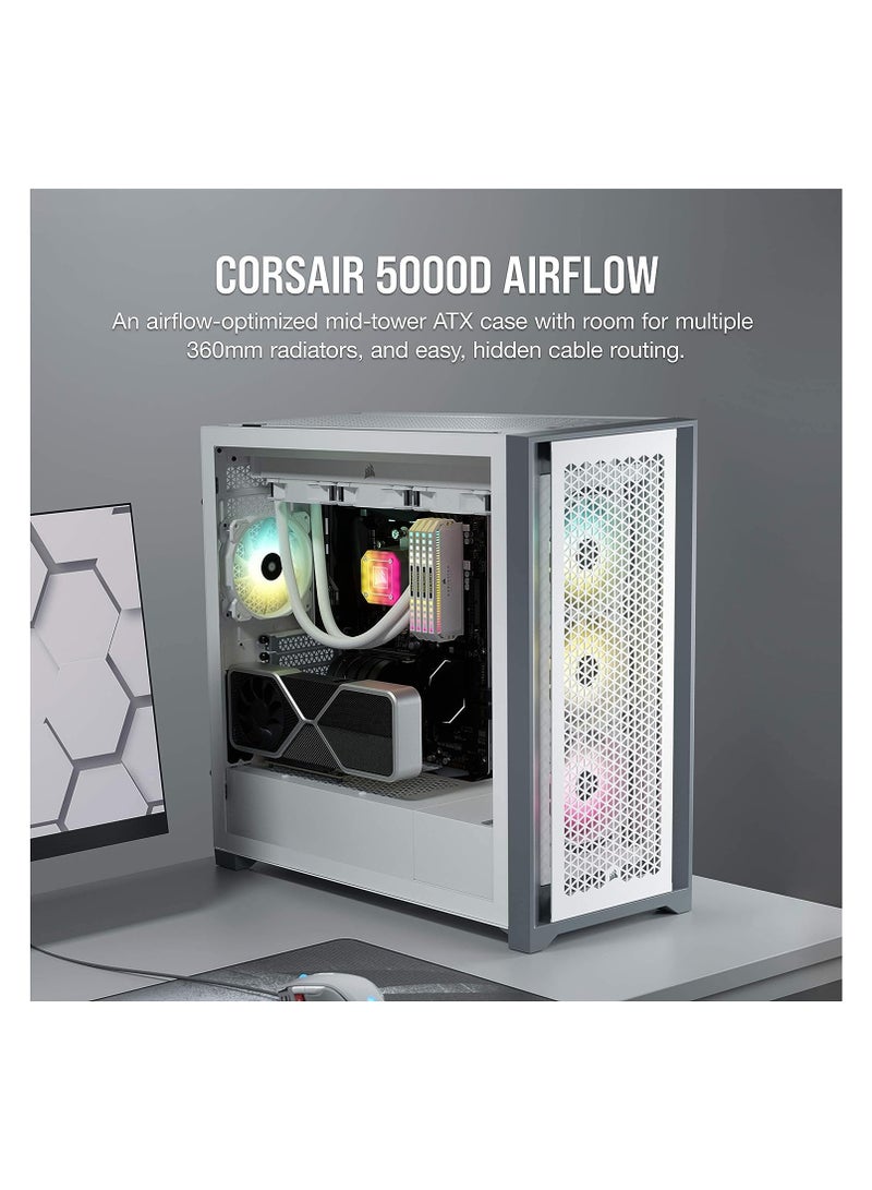 CORSAIR 5000D Cc-9011211-Ww Airflow Tempered Glass Mid-Tower Atx Pc Case  White  - Image 2