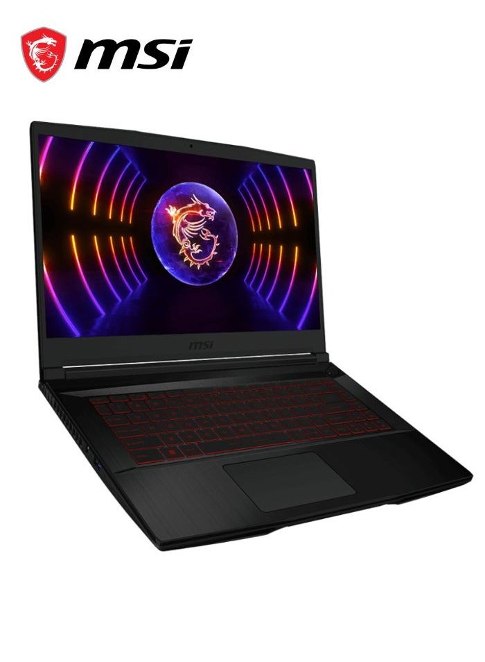 MSI MSI GF63 Thin 12UCX Intel Core i5 12450H 2 GHz, 8GB RAM, 512GB SSD, NVIDIA RTX 2050 4GB GDDR6,15.6"FHD(1920x1080) 144Hz ,Backlit Keyboard (Red), Black English/Arabic Black  - Image 1