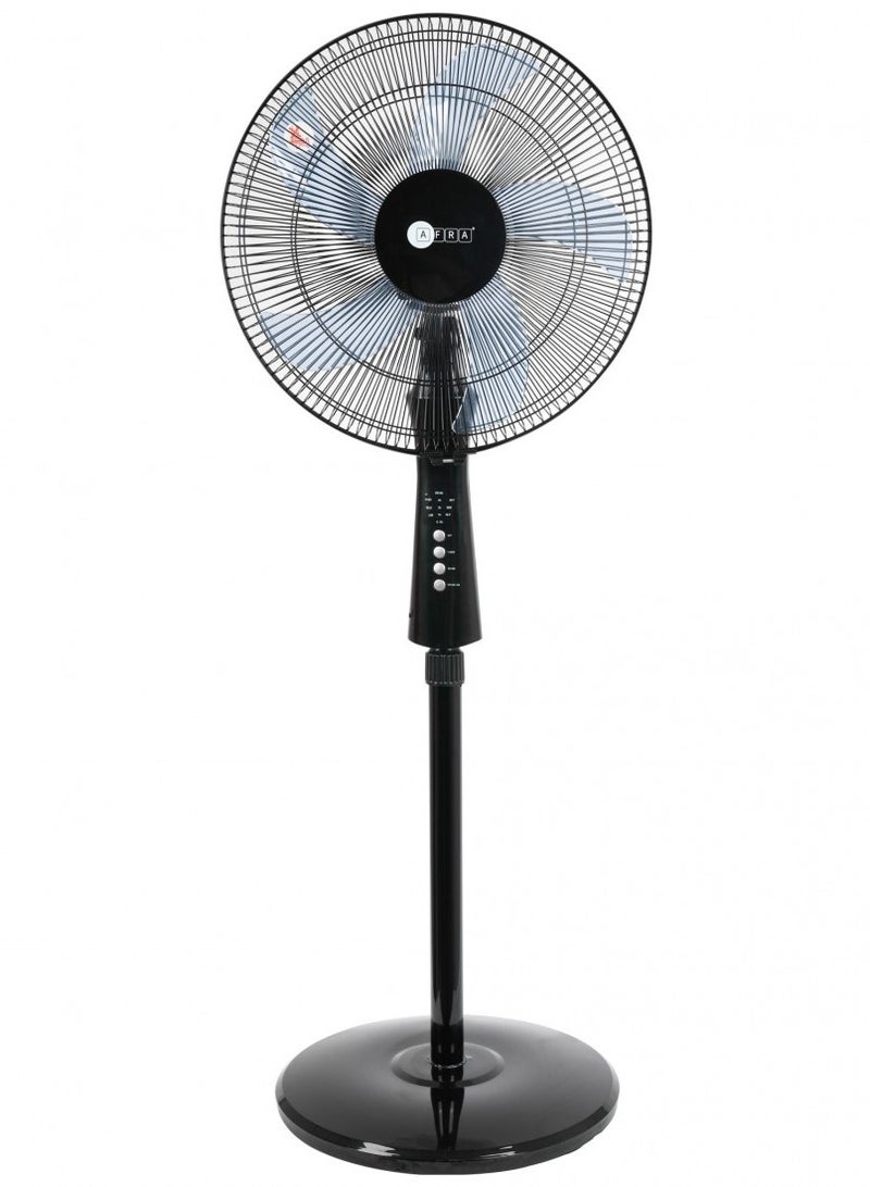 عفرا مروحة كهربائية قائمة من اليابان، AF-1660BKR، 60 واط، ارتفاع قابل للتعديل، 5 شفرات، تشمل جهاز تحكم عن بعد، أسود، معتمد من G-Mark و Esma و Rohs و Cb، ضمان لمدة سنتين - Image 1