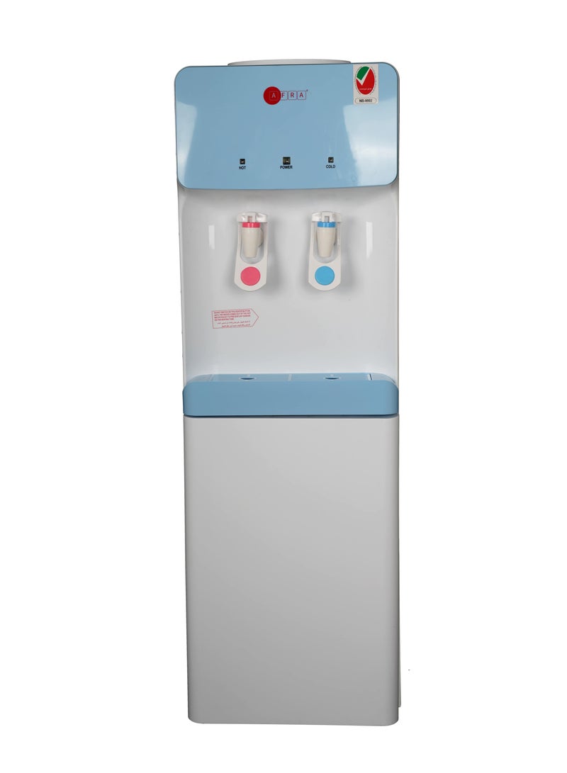 عفرا Japan Water Dispenser Cabinet, 5L, 630W, Floor Standing, Top Load, Compressor Cooling, 2 Tap, Stainless Steel Tanks, Blue & White, G-MARK, ESMA, ROHS, and CB Certified, 2 years AF-95WDWT White - Image 1